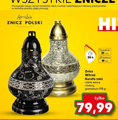 Znicz Witraż Karafa mini różne wzory i kolory 30 h promocja w Kaufland