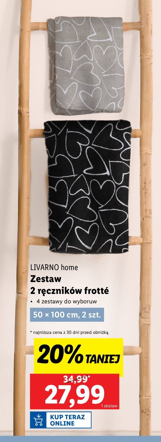 Ręcznik frotte 50 x 100 cm LIVARNO HOME promocja w Lidl