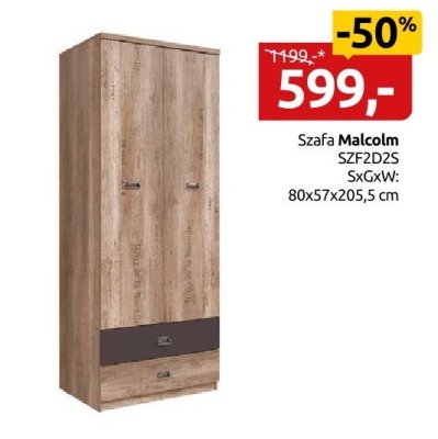 Szafa Malcolm SZFD2D2S, 80x57x205,5 cm promocja w Black Red White