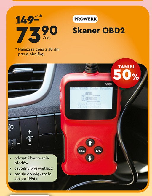 Skaner obd2 Prowerk tools promocja w Biedronka