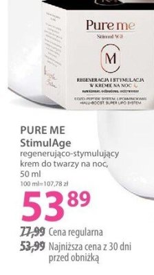 Krem PURE ME StimulAge regenerująco-stymulujący do twarzy na noc promocja w Hebe