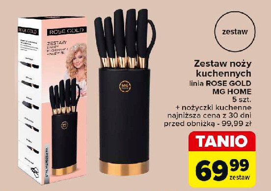 Zestaw noży rose gold Mg home promocja w Carrefour