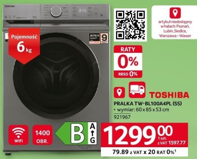 Pralka Toshiba TW-BL100A4PL(SS) promocja w Selgros