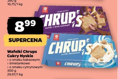 Wafelki Chrups Cukry Nyskie o smaku cytrynowym promocja w Netto