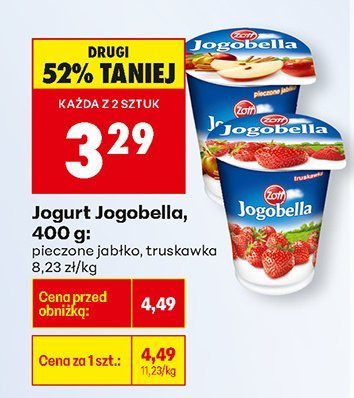 Jogurt Jogobella pieczono jabłko, truskawka 400g promocja w Biedronka
