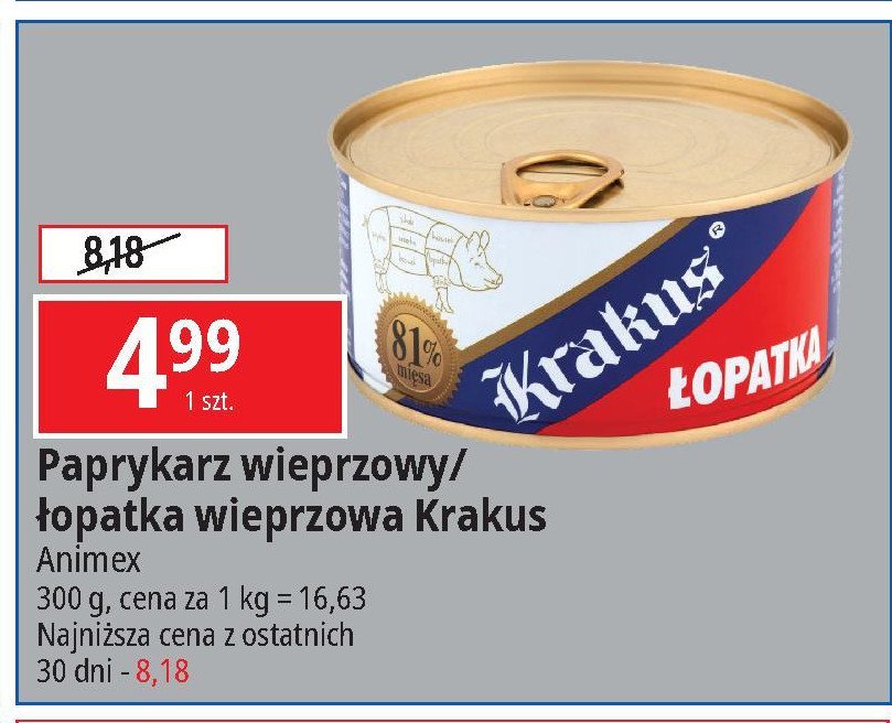 Łopatka wieprzowa Krakus animex promocja