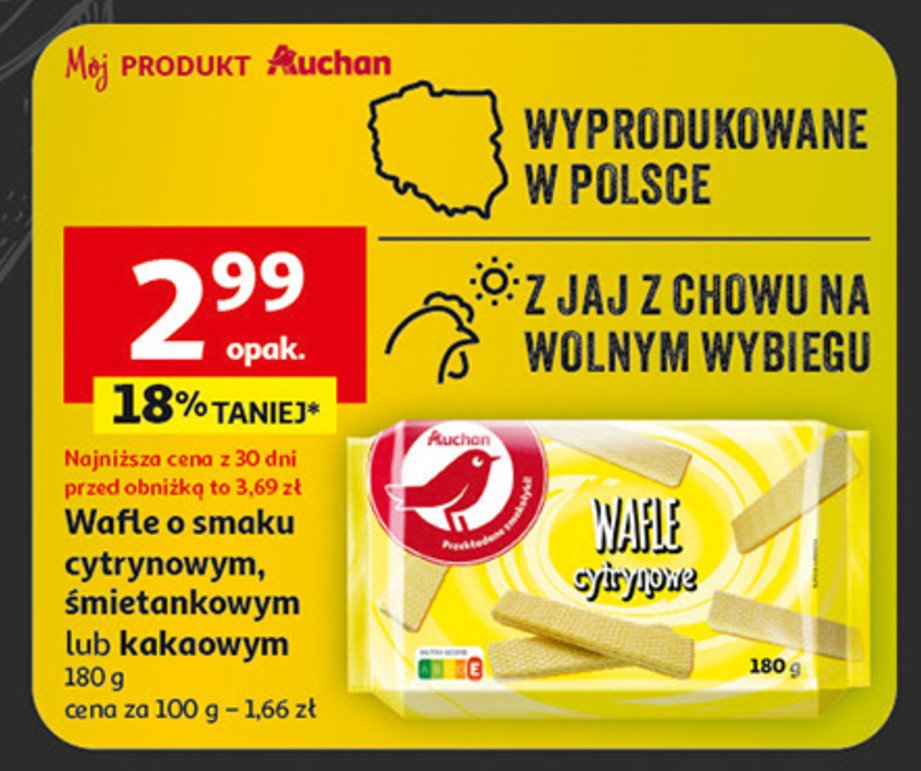 Wafle kakaowe Auchan promocja