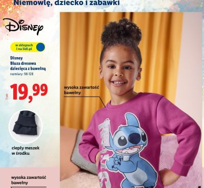 Bluza dresowa dziecięca z bawełną Disney promocja w Lidl