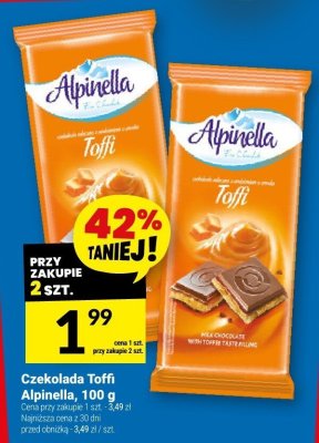 Czekolada Toffi Alpinella, mleczna, 100 g promocja w Twój Market