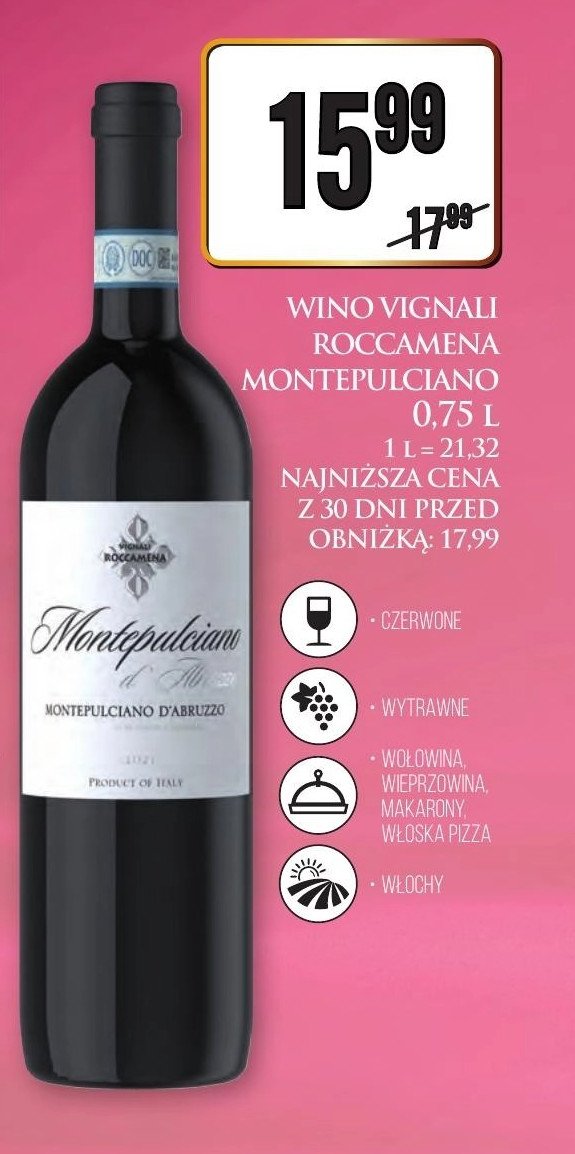 Wino czerwone MONTEPULCIANO D'ABRUZZO promocja