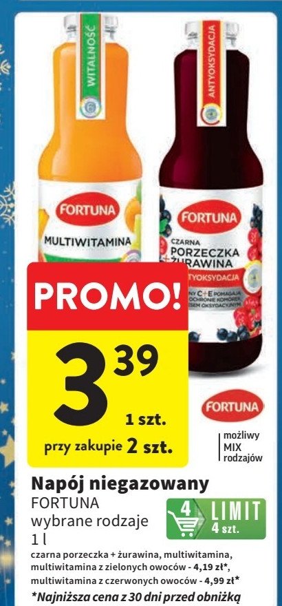 Sok multiwitamina 100% witalność Fortuna promocja w Intermarche