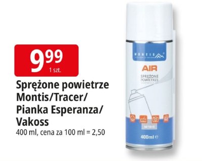 Sprężone powietrze Montis/Tracer/Pianka Esperanza/Vakoss promocja w Leclerc