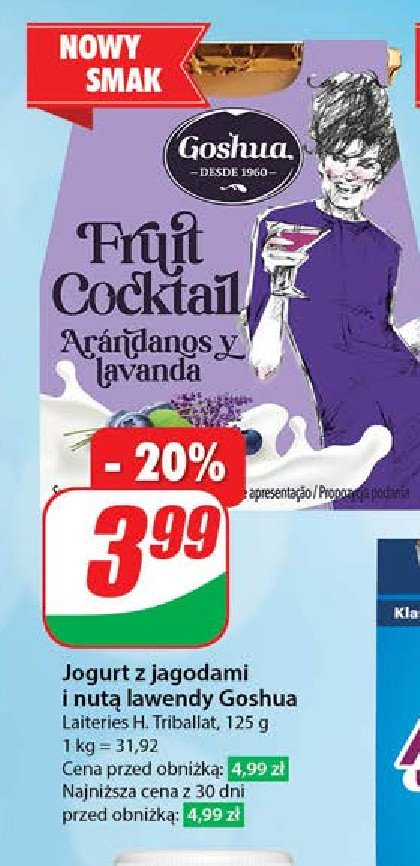 Jogurt z jagodami i nutą lawendy GOSHUA promocja w Dino