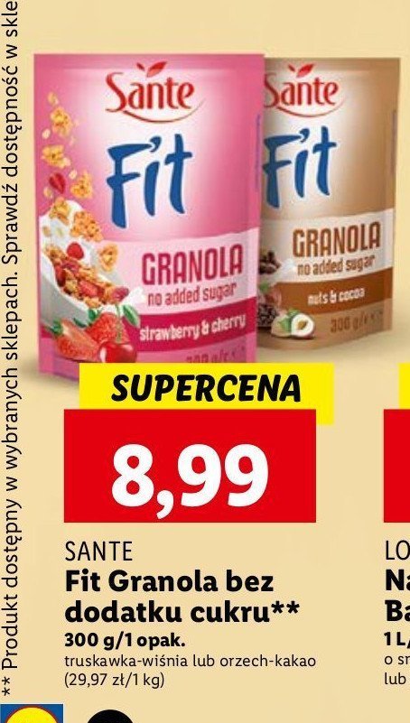 Granola truskawka-malina Sante promocja