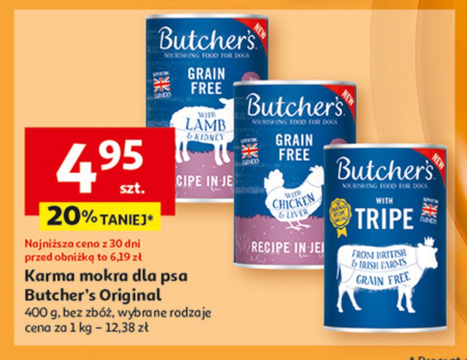 Karma dla psa z wołowiną i żwaczem Butcher's grain free promocja