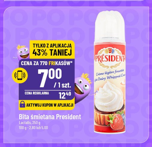 Bita śmietana w sprayu President promocja w POLOmarket