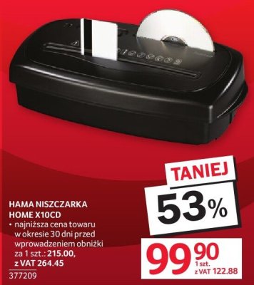 Niszczarka HOME X10CD HAMA promocja w Selgros
