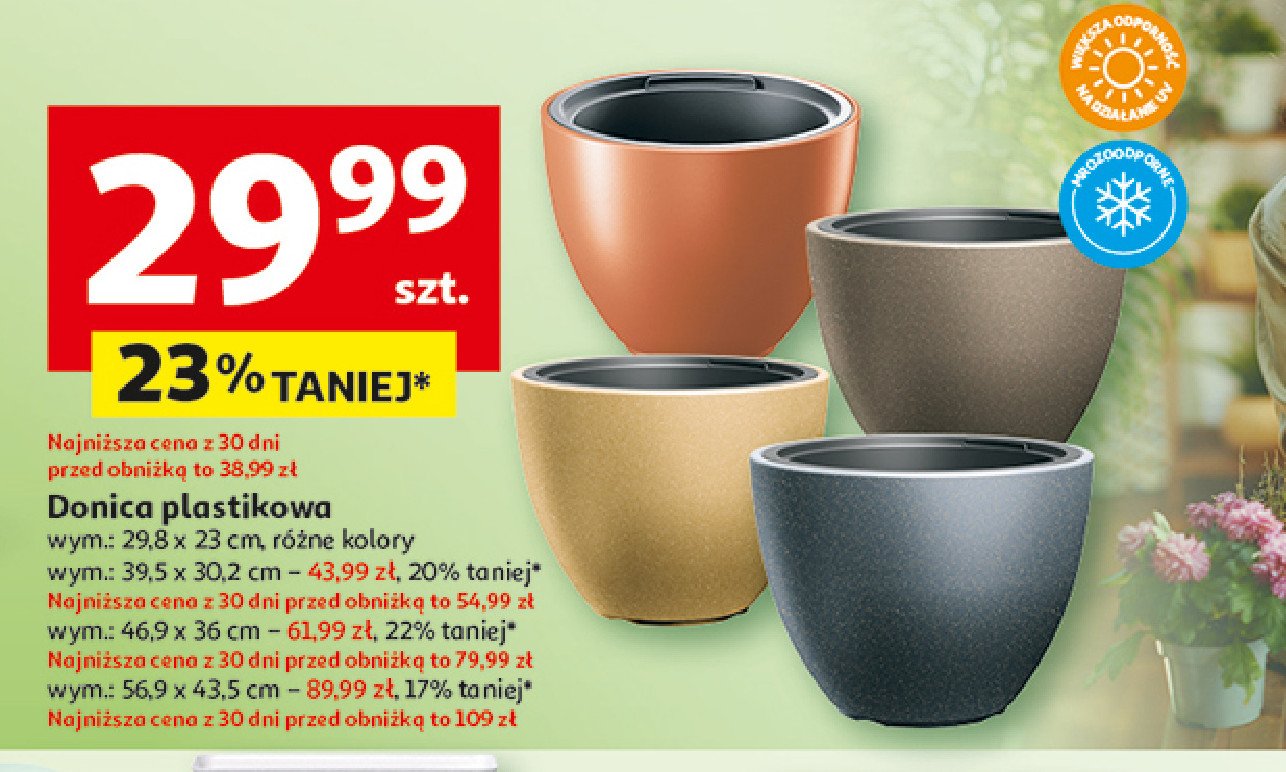Donica plastikowa 39.5 x 30.2 cm promocja w Auchan
