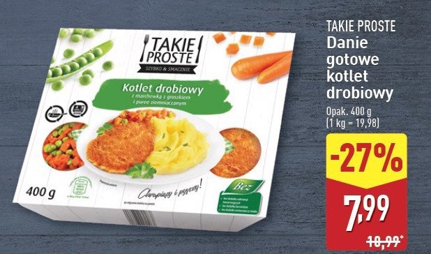 Kotlet drobiowy z marchewką i groszkiem z puree Takie proste promocja w Aldi