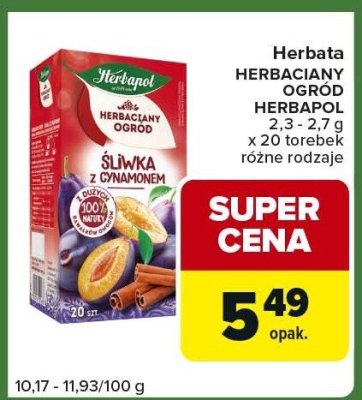 Herbata HERBACIANY OGRÓD HERBAPOL różne rodzaje promocja w Carrefour Express