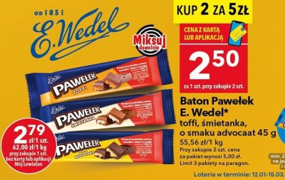 Baton Pawełek E. Wedel toffi 45g promocja w LEWIATAN