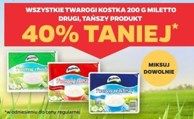 Ser twaróg kostka 200 g Miletto różne rodzaje promocja w Netto