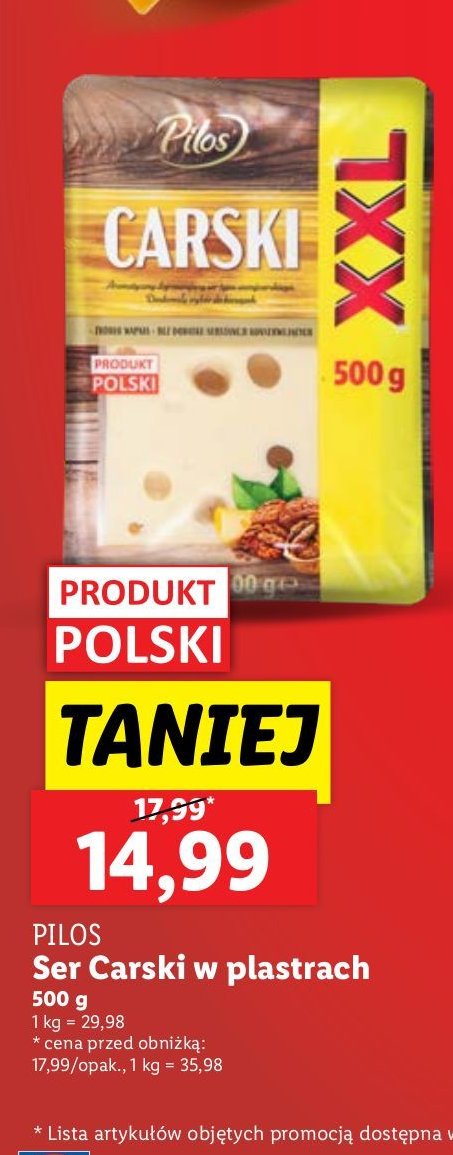 Ser carski Pilos promocja w Lidl
