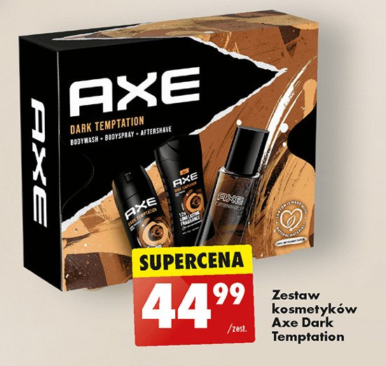 Zestaw w pudełku dark temptation żel pod prysznic 250 ml + dezodorant w sprayu 150 ml + woda po goleniu 100 ml Axe zestaw promocja