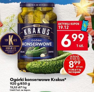 Ogórki konserwowe Krakus 920g/450g promocja w LEWIATAN