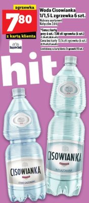Woda Cisowianka 1/1,5 L zgrzewka 6 szt. promocja w TOPAZ