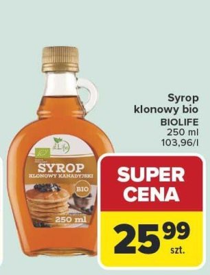 Syrop klonowy bio BIOLIFE promocja w Carrefour Market