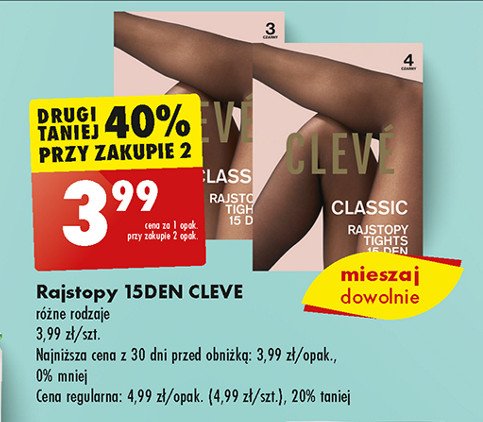 Rajstopy damskie classic 3 Cleve promocja