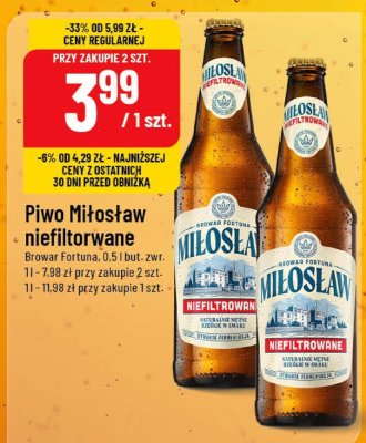 Piwo Miłosław niefiltrowane promocja w POLOmarket