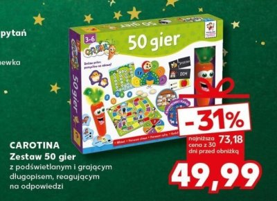 CAROTINA Zestaw 50 gier z podświetlonym i grającym długopisem promocja w Kaufland
