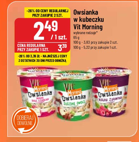 Owsianka malina biała czekolada Vit morning promocja