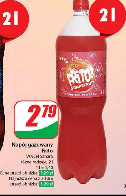 Napój grapefruit promocja w Dino