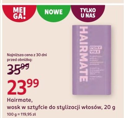 Wosk w sztyfcie Hairmate, do stylizacji włosów, 20 g promocja w Rossmann
