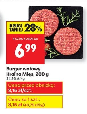 Burger wołowy Kraina Mięs, 200 g promocja w Biedronka