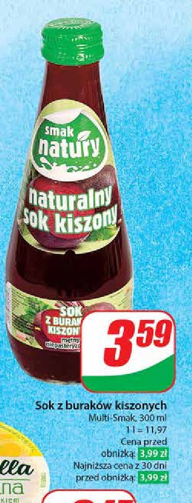 Sok naturalny 100 % z buraków kiszonych Smak natury promocja