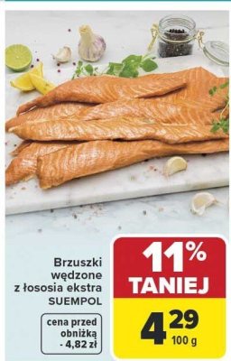 Brzuszki wędzone z łososia ekstra SUEMPOL promocja w Carrefour