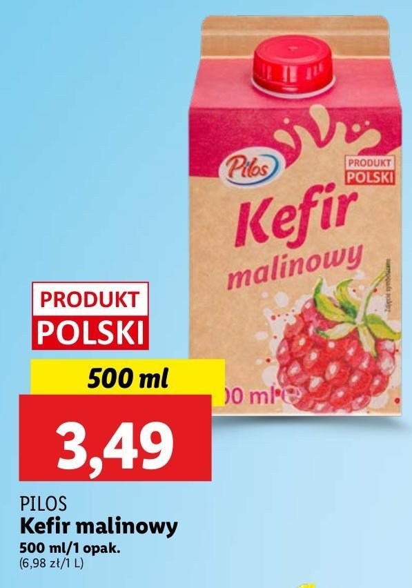 Kefir malinowy Pilos promocja w Lidl