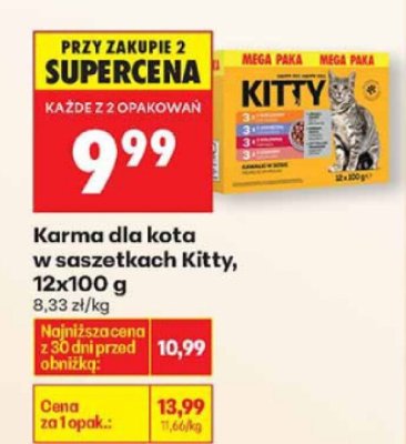 Karma dla kota w saszetkach Kitty, 12x100 g promocja w Biedronka