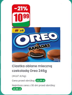 Ciastka oblane mleczną czekoladą Banadas  promocja w Dino
