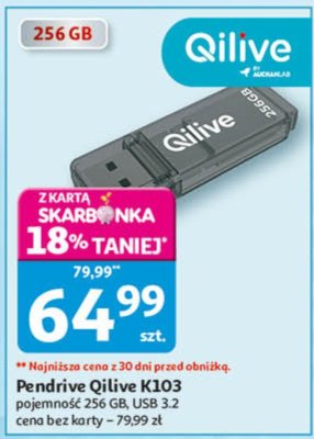 Pendrive Qilive K103 256 GB promocja w Auchan