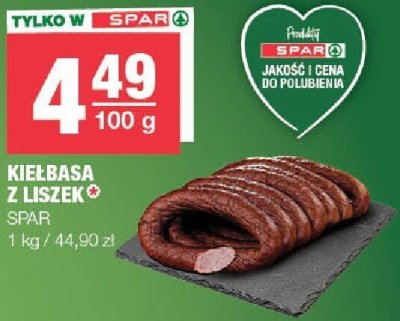 Kiełbasa z liszek Spar promocja w SPAR