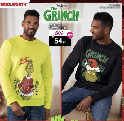 Bluza męska Dr. Seuss The Grinch Rozm. S-3XL promocja w Woolworth