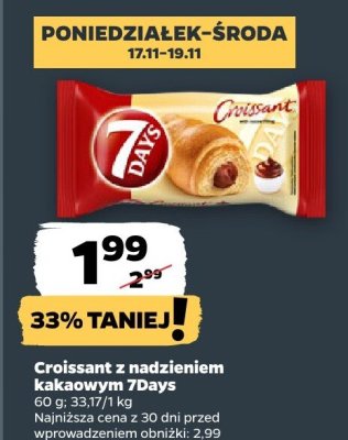Croissant z nadzieniem kakaowym 7Days promocja w Netto