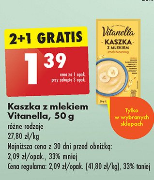 Kaszka z mlekiem smak bananowy Vitanella promocja