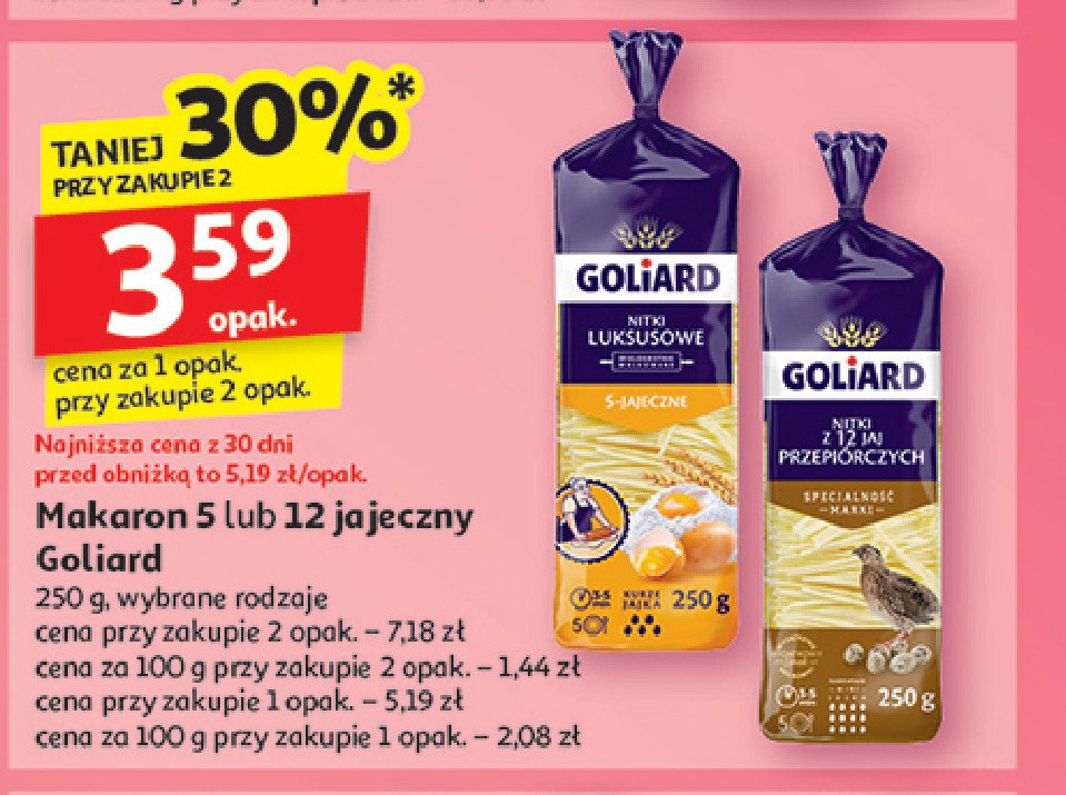 Makaron luksusowy nitki Goliard promocja