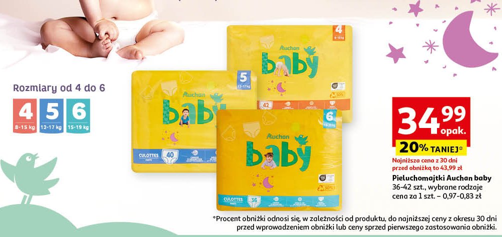 Pieluchy comfort junior Auchan baby promocja